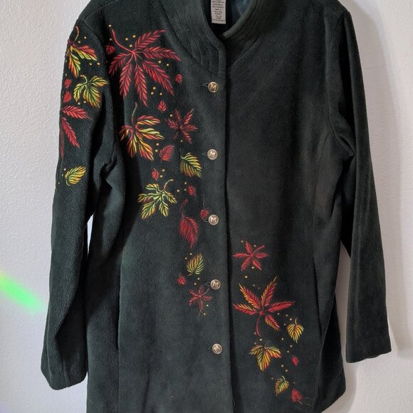 Vintage Bob Mackie Wearable Art Embroidered Autumn Leaf Jacket Artsy Maximalist - Picture 1 of 8